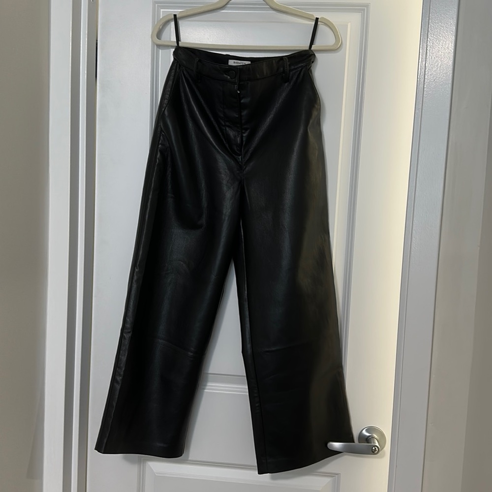 Babaton (Aritzia) pleather wide leg culottes barely worn